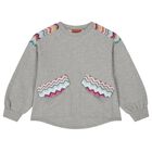 Girls Grey Zig Zag Glittery Sweatshirt, 1, hi-res