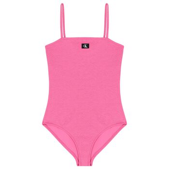 Girls Pink Logo Swimsuit