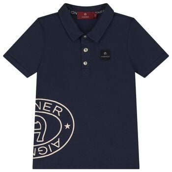 Boys Navy Blue Logo Polo Shirt