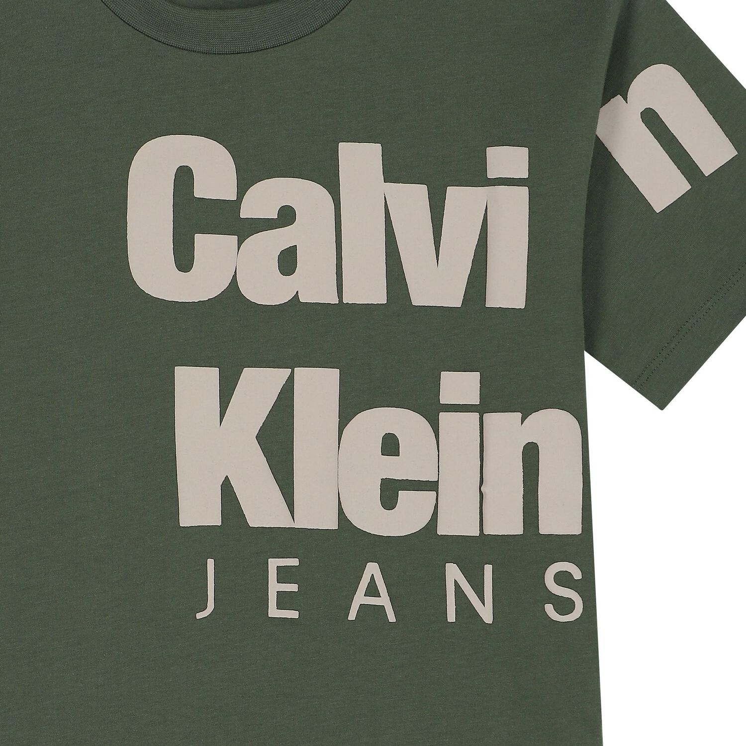 تيشيرت أولاد بالشعار باللون الأخضر, 1, hi-res