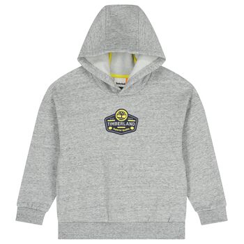 Boys Grey Logo Hooded Top