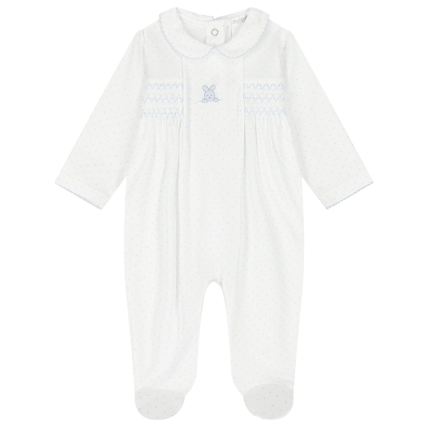 Baby Boys White & Blue Babygrow, 1, hi-res