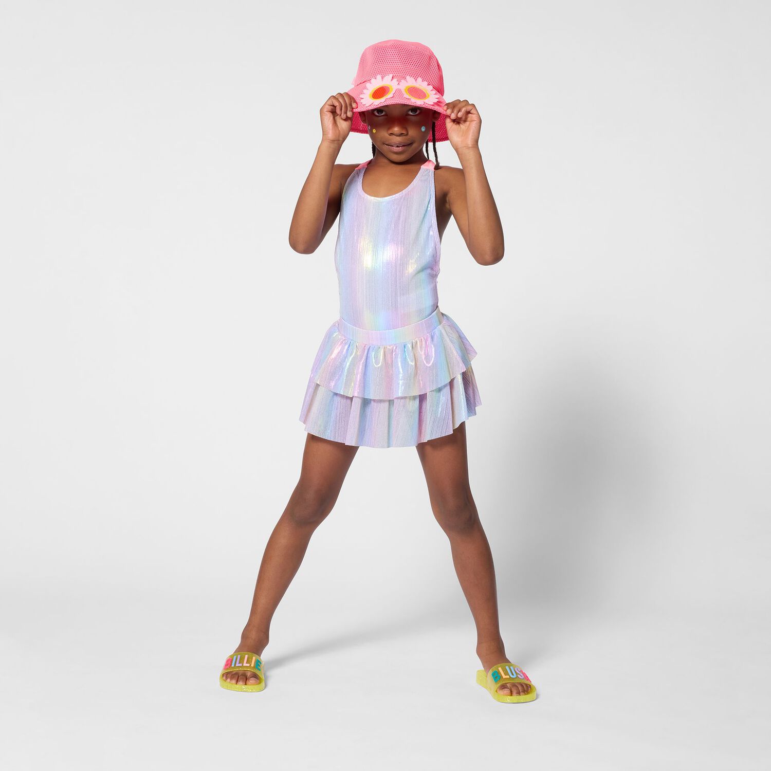 ملابس سباحة للبنات بألوان قوس قزح متقزحة, 1, hi-res