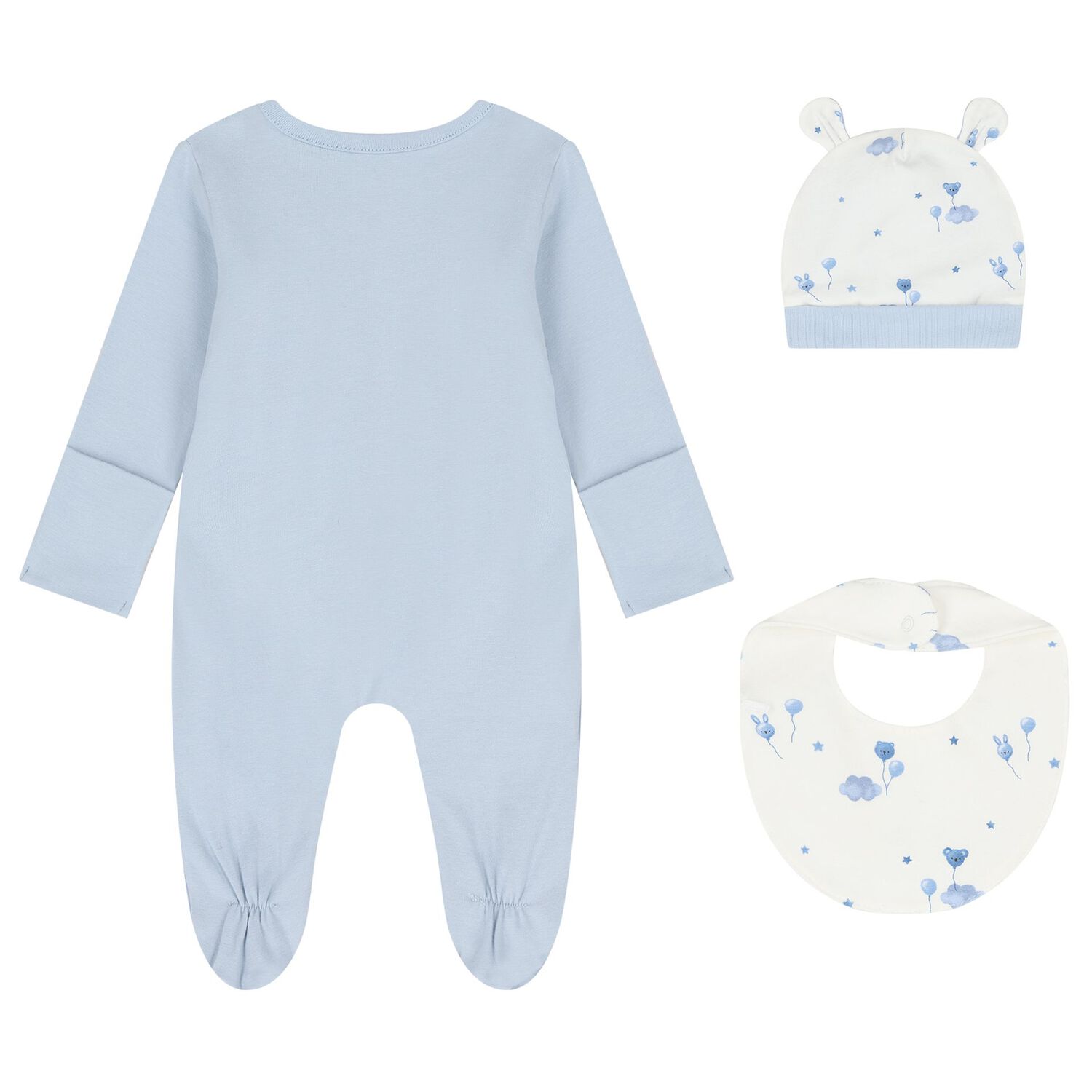 Baby Girls White & Blue Balloon Babygrow Gift Set, 2, hi-res