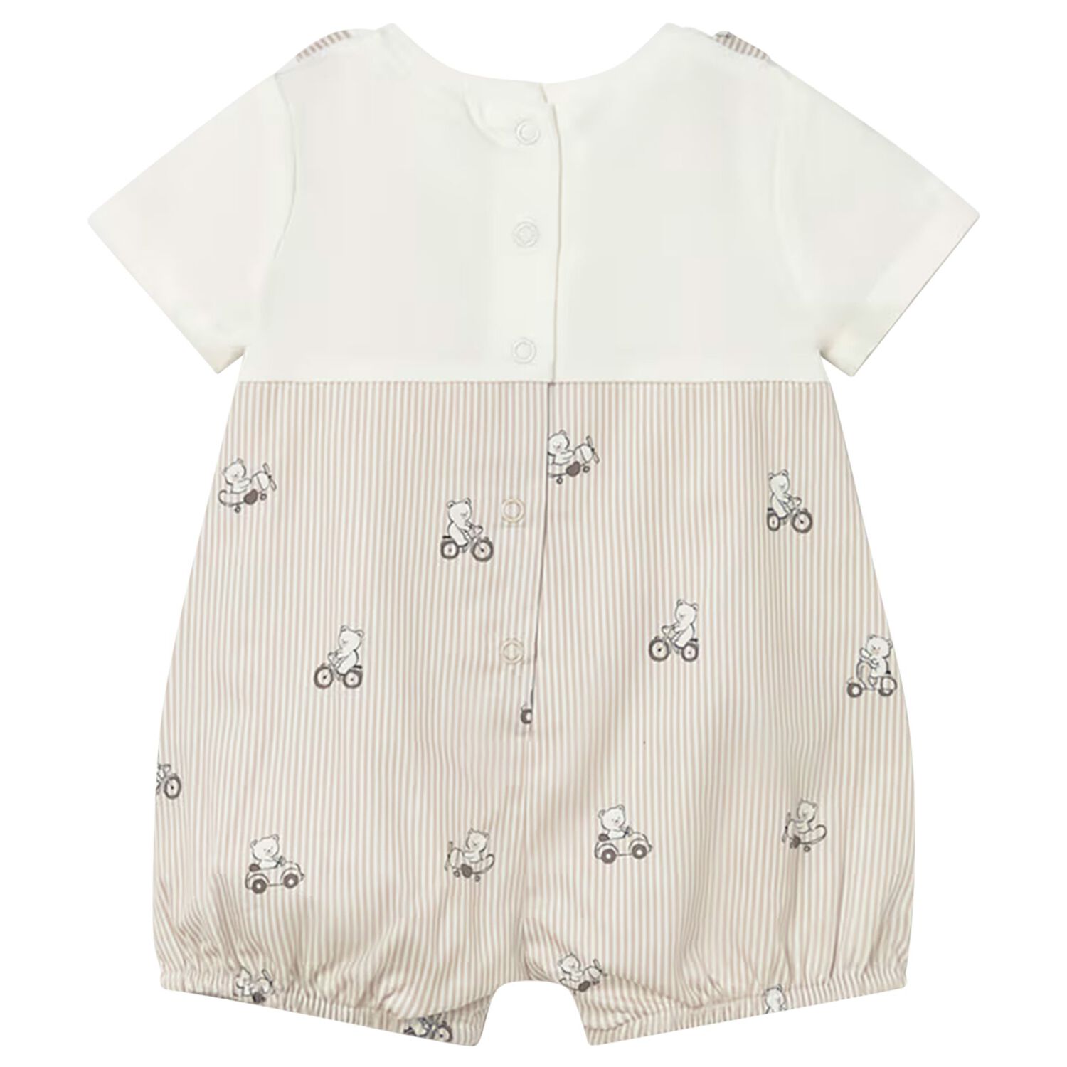 Baby Boys White & Beige Romper, 2, hi-res