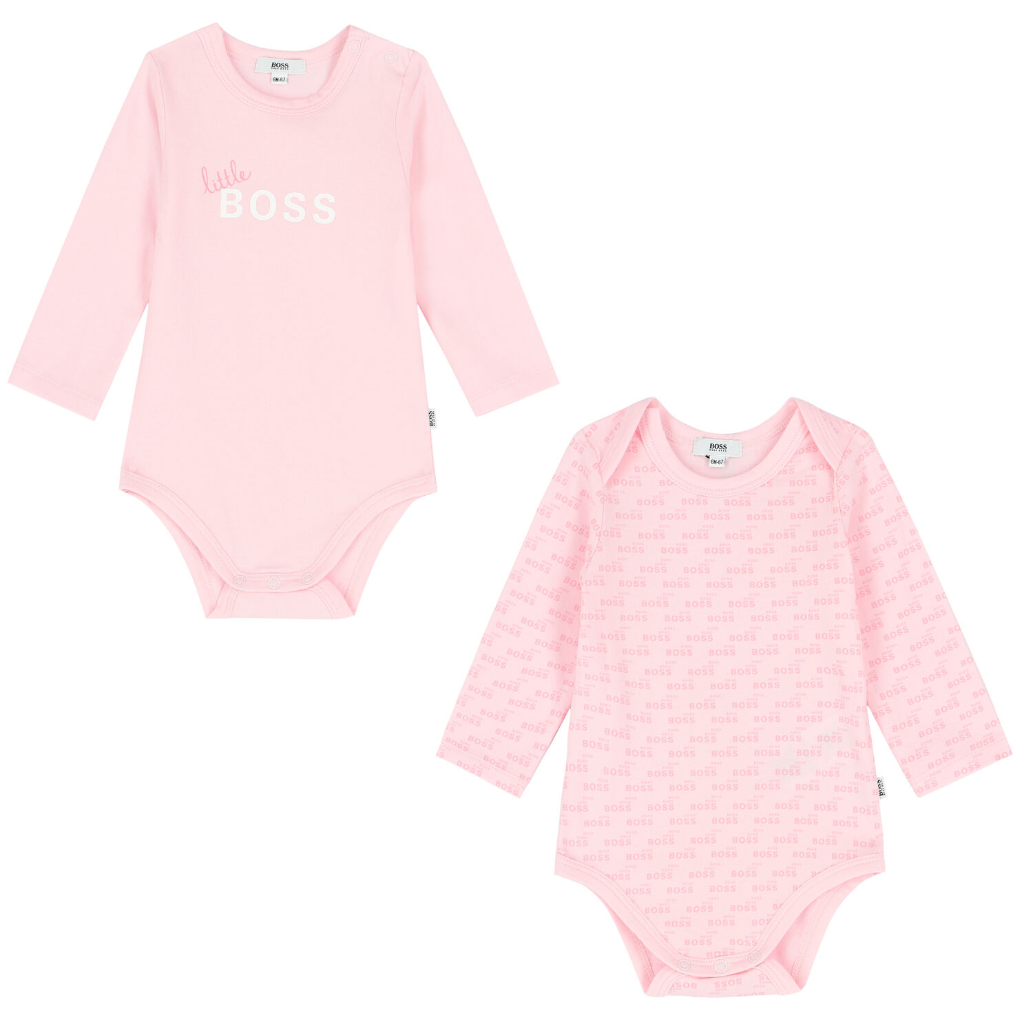 BOSS Baby Girls Pink Logo Bodysuits 2-Pack Junior Couture USA