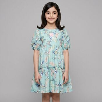 Girls Blue Butterflies Logo Dress 