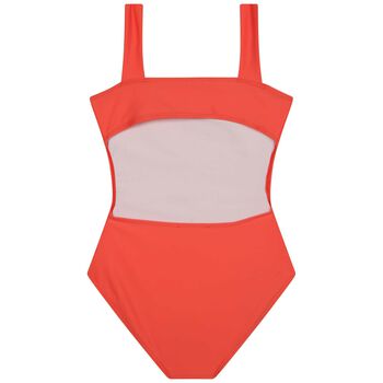 Girls Orange Logo Swimsuit