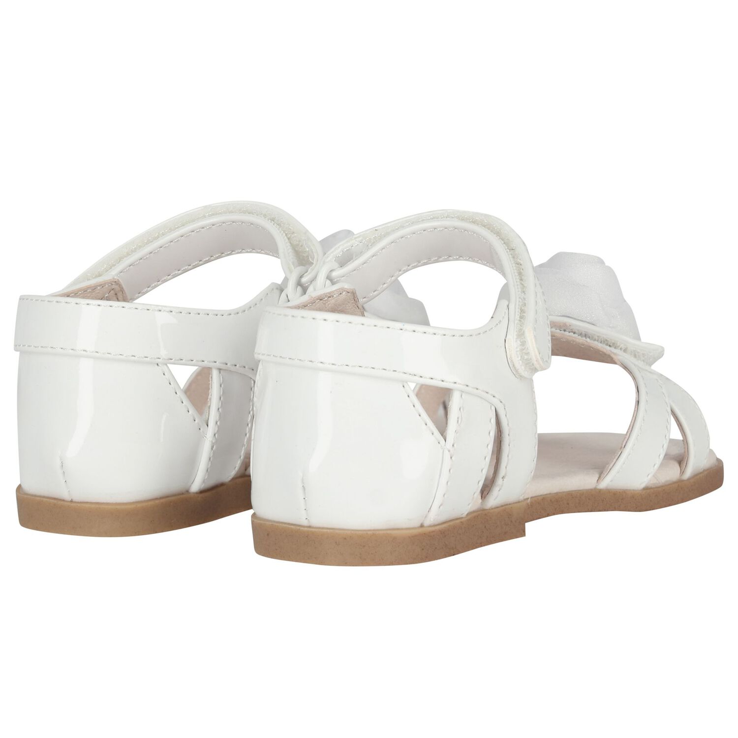 Younger Girls White Logo Flower Sandals , 1, hi-res