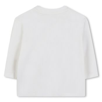Younger Girls Ivory Logo Long Sleeve Top