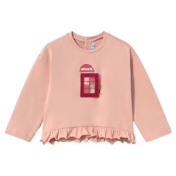 Younger Girls Pink London Phone Box Long Sleeve Top