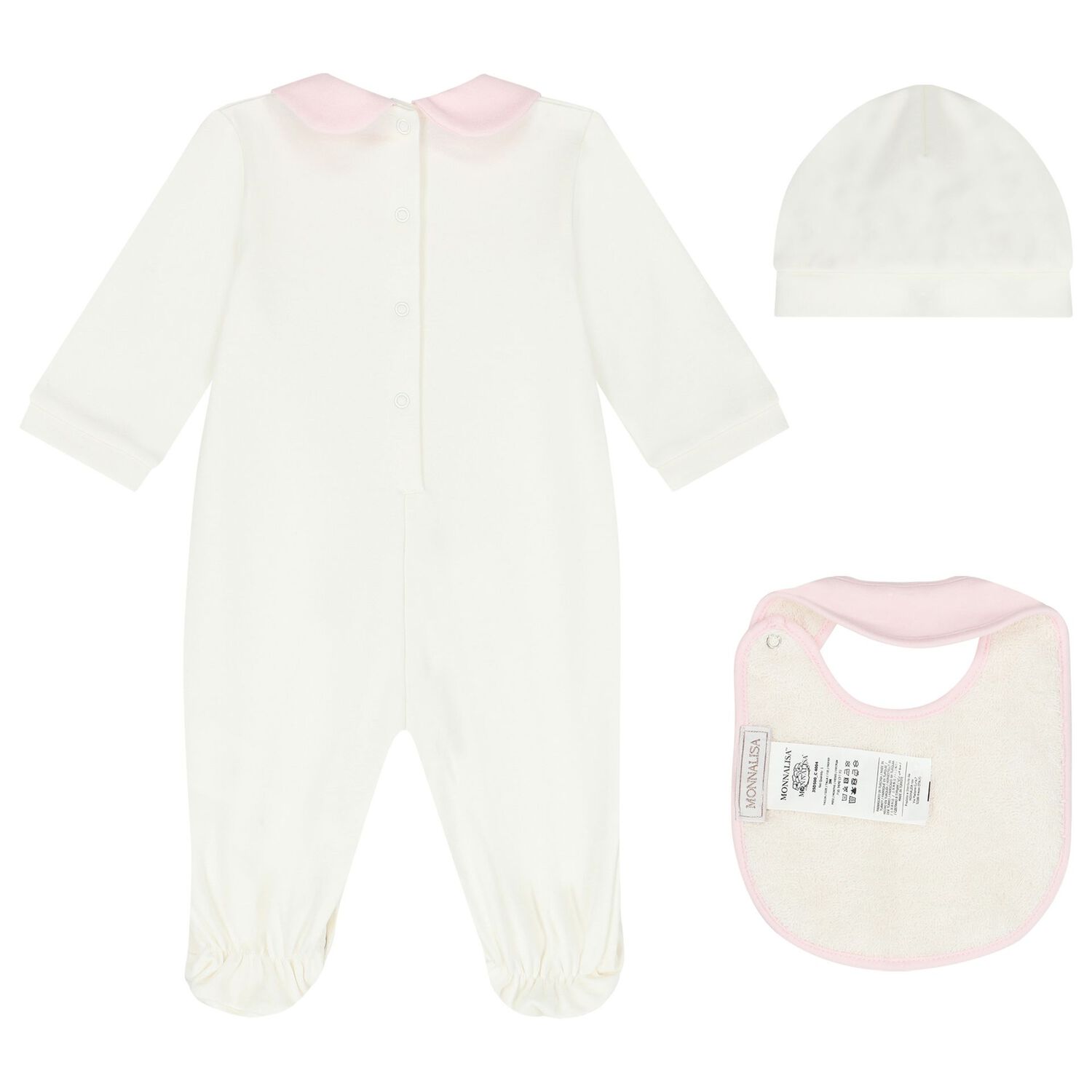 Baby Girls Ivory and Pink Babygrow Set, 1, hi-res image number null