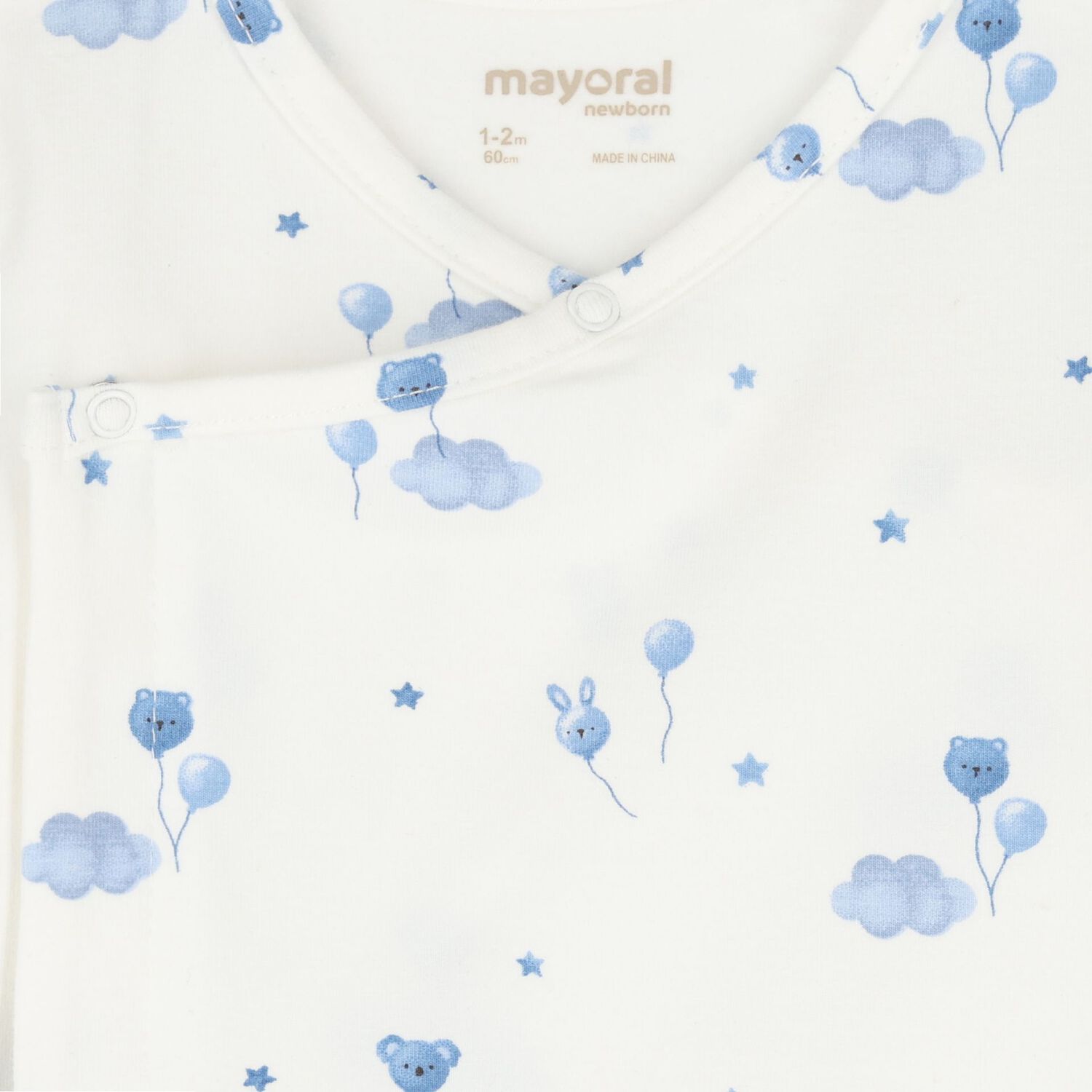 Baby Boys Ivory & Blue Balloon 2 Piece Babygrow Set, 1, hi-res