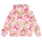 Girls Pink Bow Hooded Zip Up Top, 1, hi-res