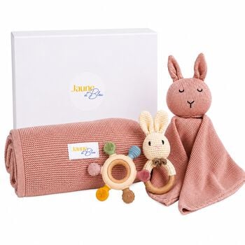 Pink Baby Blanket & Bunny Comforter Gift Set