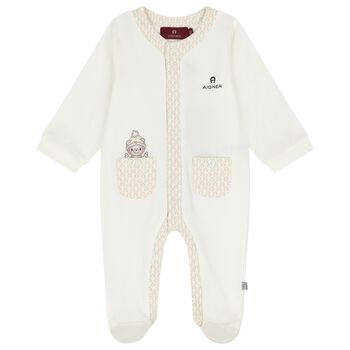 Ivory Teddy Bear Logo Babygrow