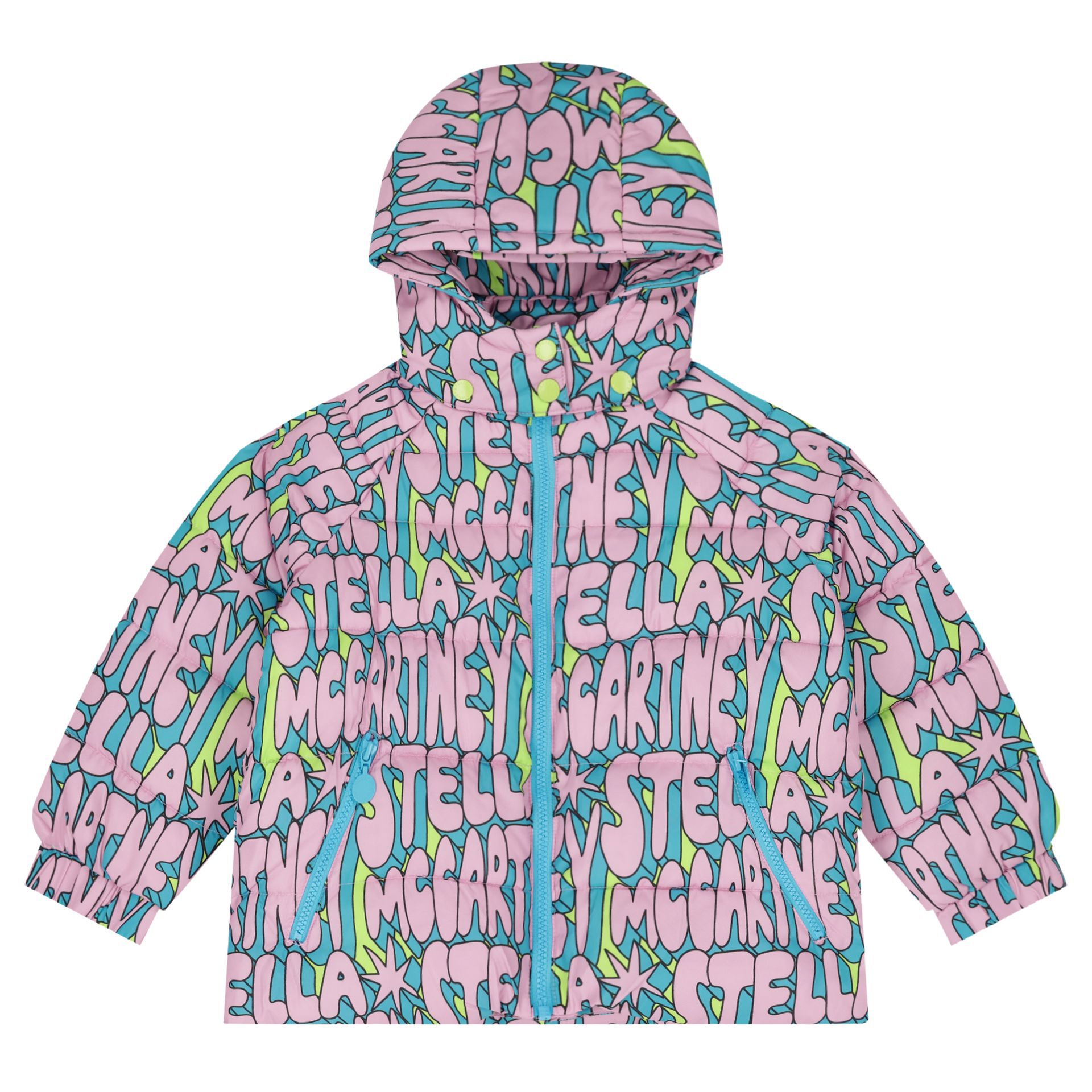 Stella McCartney Girls Pink Logo Puffer Jacket | Junior Couture USA