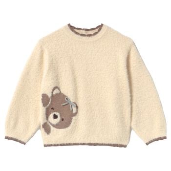 Younger Girls Beige Teddy Bear Sweatshirt