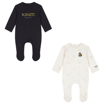 Black & Ivory Tiger Babygrows ( 2 Pack ) 