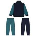 Boys Green & Navy Blue Tracksuit Set ( 3 Piece ), 1, hi-res