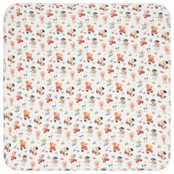 بطانية أولاد بطبعة الدب  باللون الأبيض