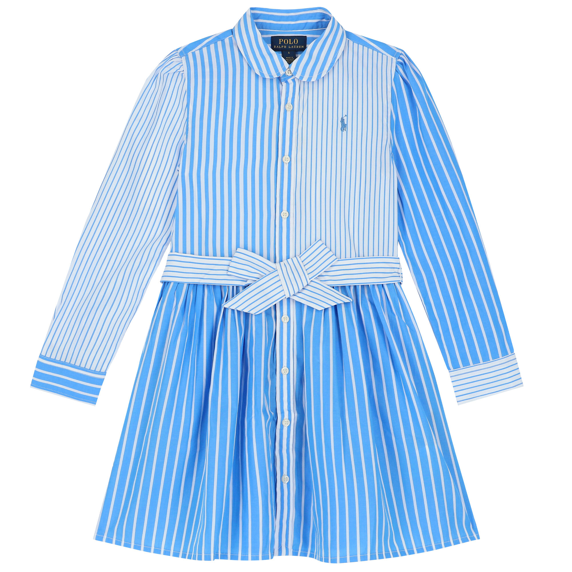 Ralph Lauren Girls Blue White Striped Dress Junior Couture USA
