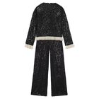 Girls Black Sequin Trouser Set, 2, hi-res