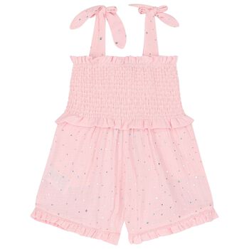 Girls Pink Sequin Playsuit