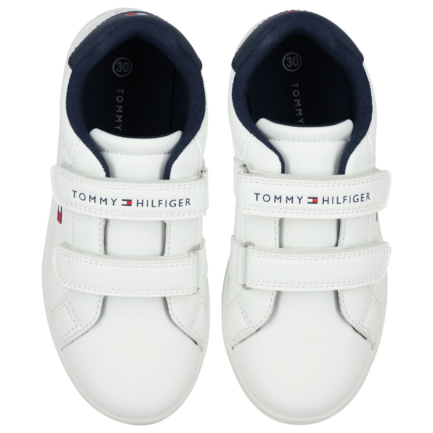 Boys White & Navy Blue Logo Trainers, 2, hi-res image number null