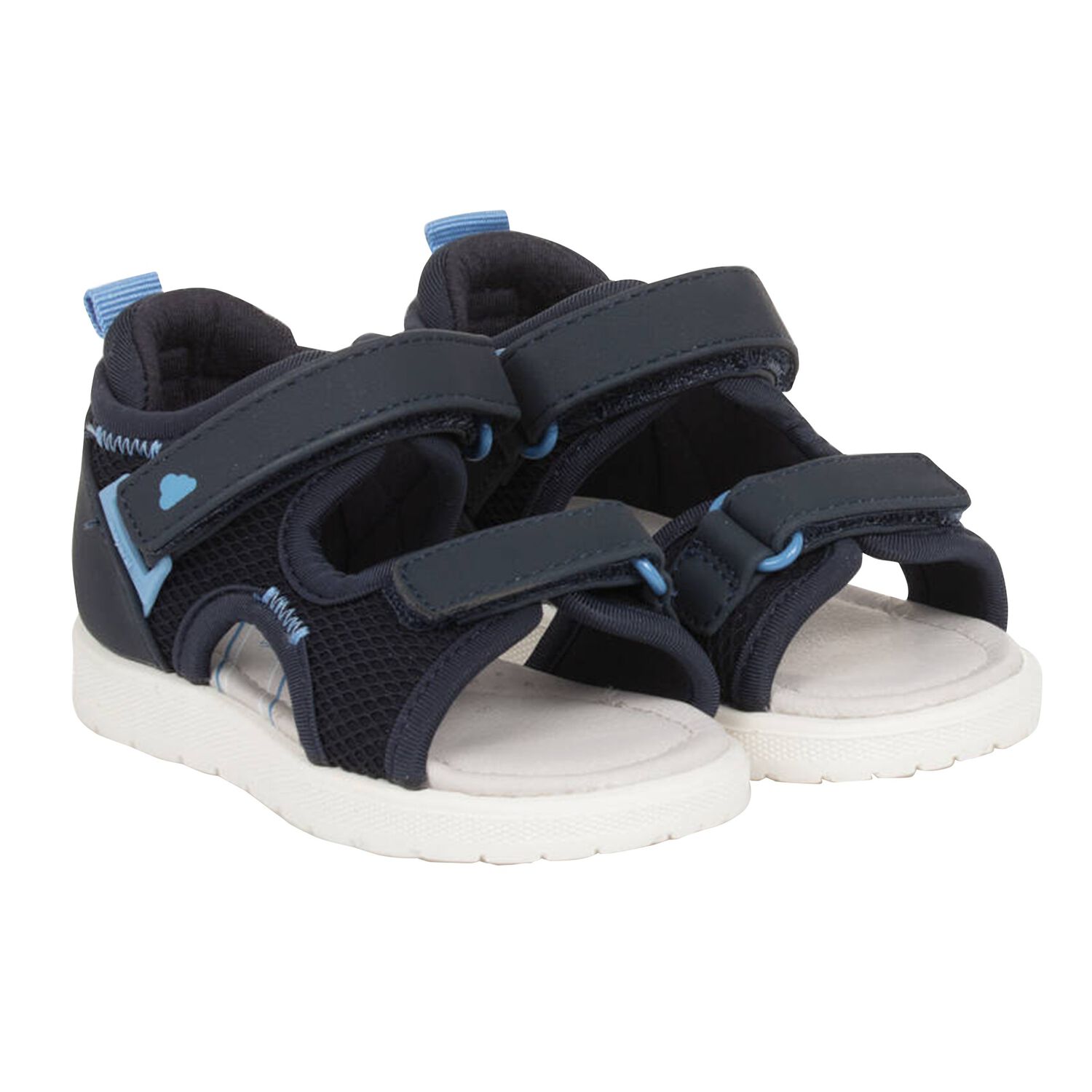 Younger Boys Navy Blue Velcro Sandals, 1, hi-res image number null
