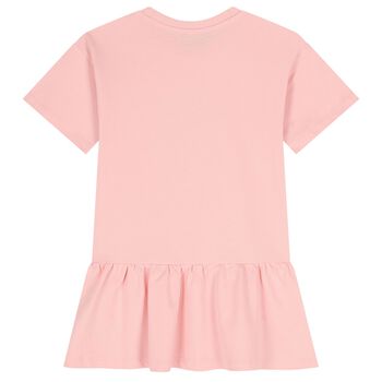 Girls Pink Teddy Bear Logo Dress