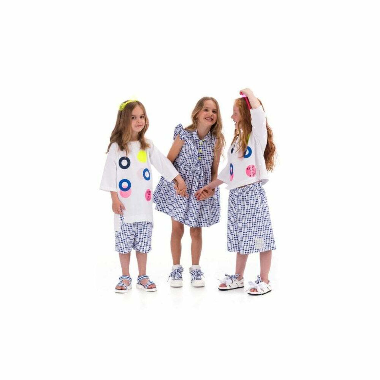Girls White & Blue Dress, 1, hi-res image number null