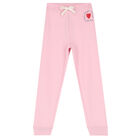Girls Pink Heart Joggers, 1, hi-res