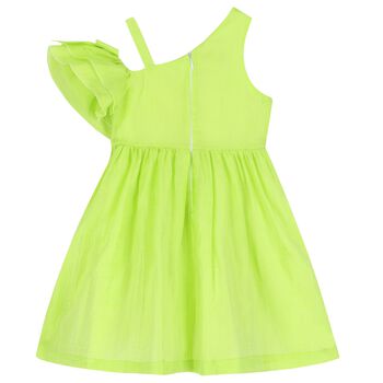 فستان بنات مكشكش باللون الأخضر 