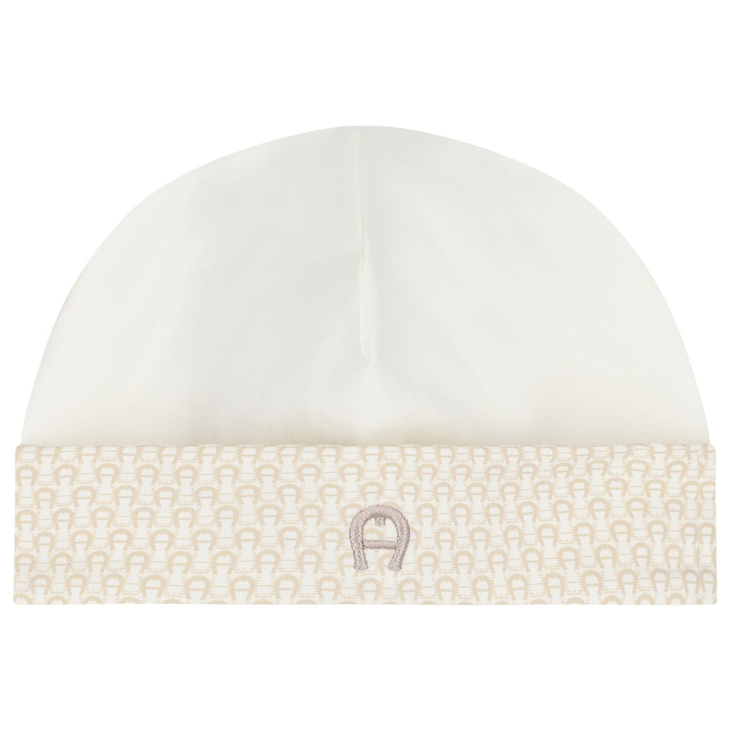 Ivory & Beige Logo Baby Hat, 1, hi-res