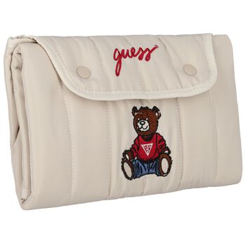 Beige Teddy Bear Logo Quilted Changing Mat