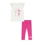 Baby Girls White & Pink Logo Leggings Set, 1, hi-res