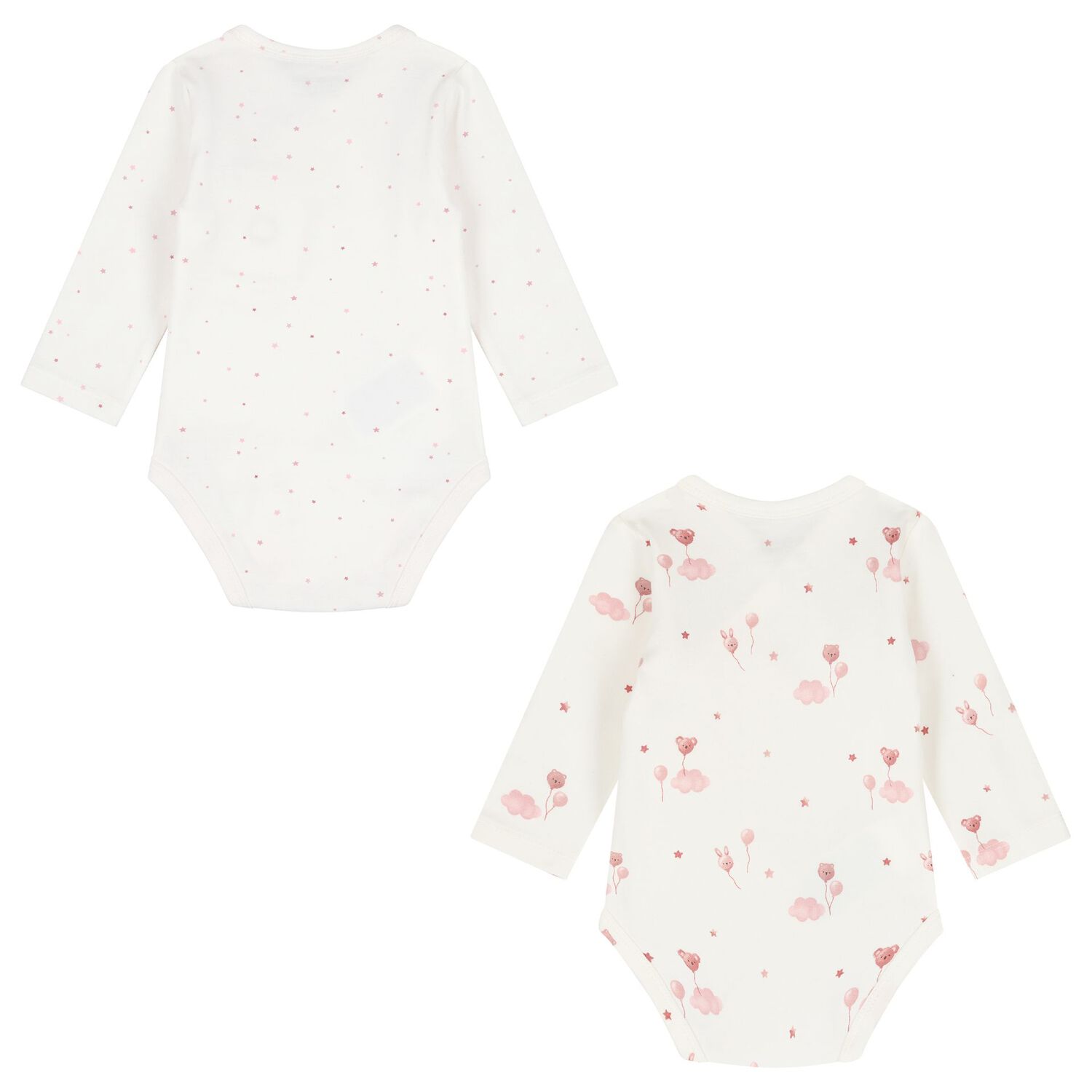 Baby Girls Ivory & Pink Balloon Bodysuits ( 2-Pack ), 2, hi-res