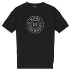 فستان بنات مزين بالشعار باللون الأسود , 1, hi-res