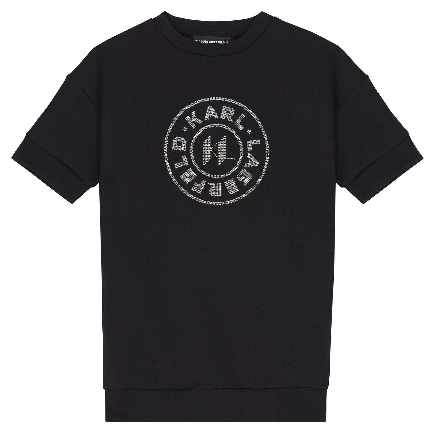 فستان بنات مزين بالشعار باللون الأسود , 1, hi-res image number null