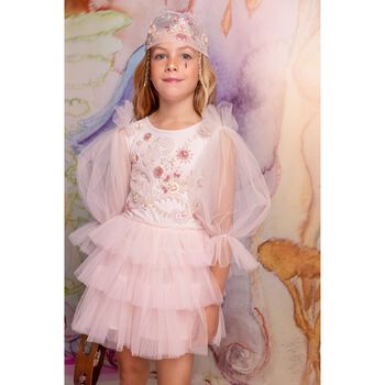 Girls Pink Embellished Tulle Dress