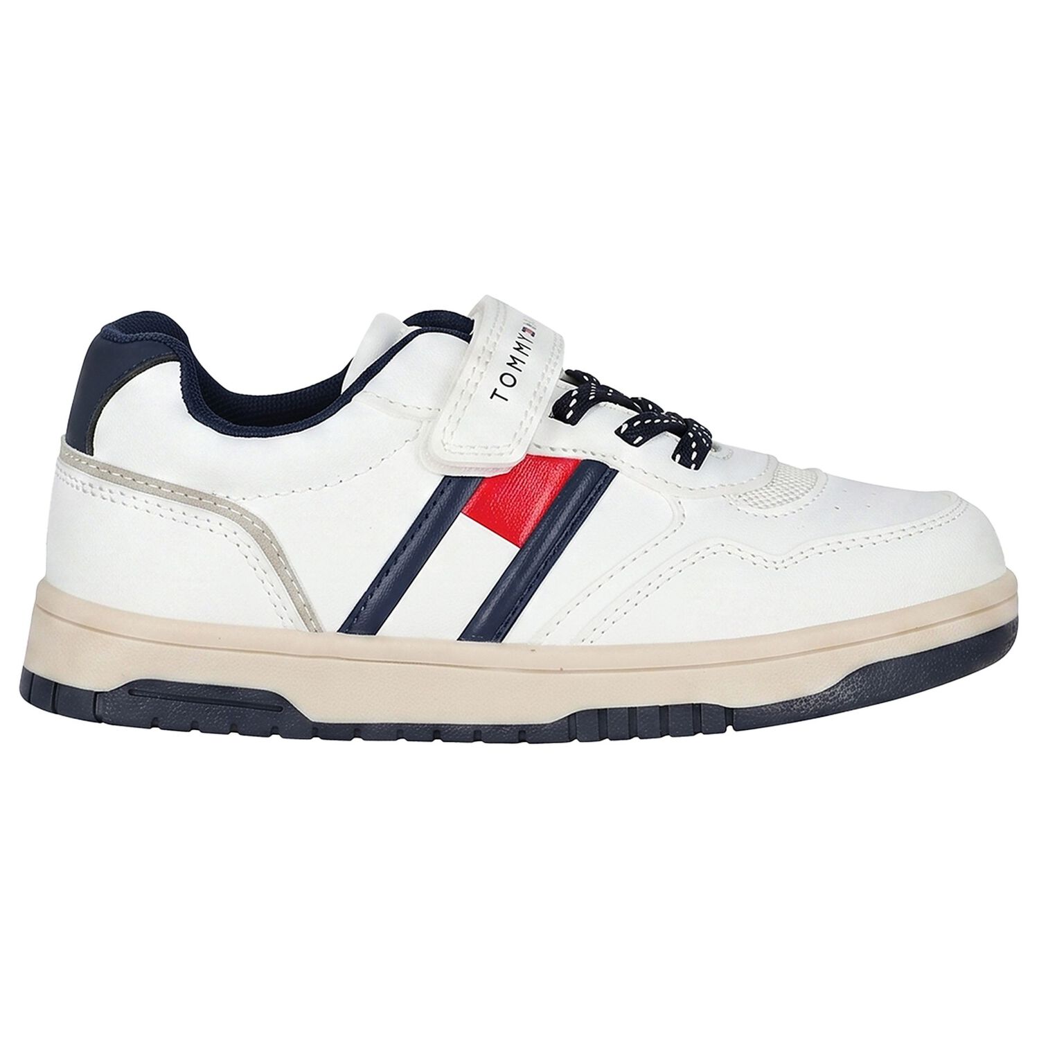 Boys White Logo Trainers, 1, hi-res