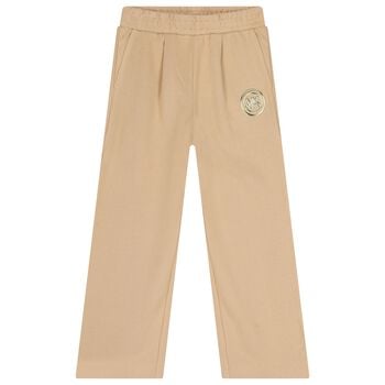 Girls Mini Me Beige Logo Trousers