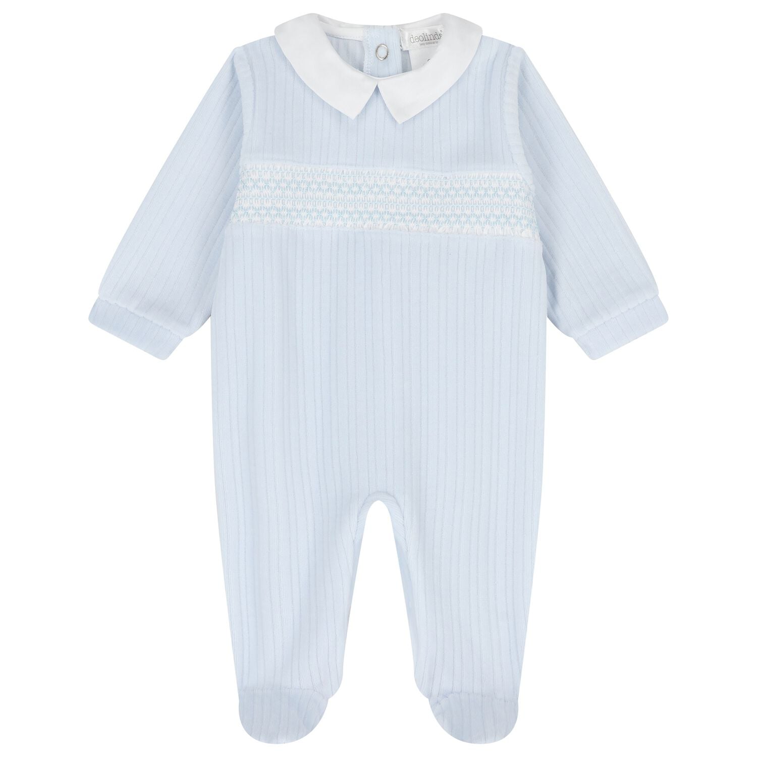 Baby Boys Blue Smocked Babygrow, 1, hi-res