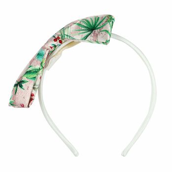Girls Pink Satin Floral Headband