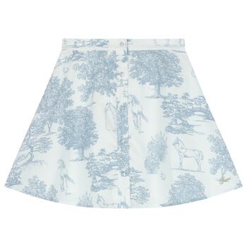 Girls White & Blue Poplin Skirt