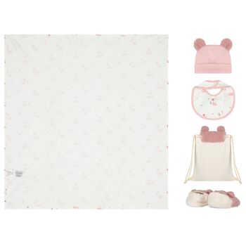 Baby Girls Pink & White Teddy Bear Gift Set