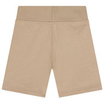 Beige Check Logo Shorts