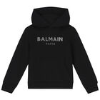 توب هودي بالشعار باللون الأسود للبنات, 1, hi-res