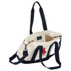 Girls Ivory & Navy Blue Canvas Pony Logo Tote Bag ( 44cm ), 1, hi-res